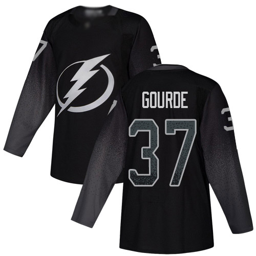 Adidas Tampa Bay Lightning Men 37 Yanni Gourde Black Alternate Authentic Stitched NHL Jersey
